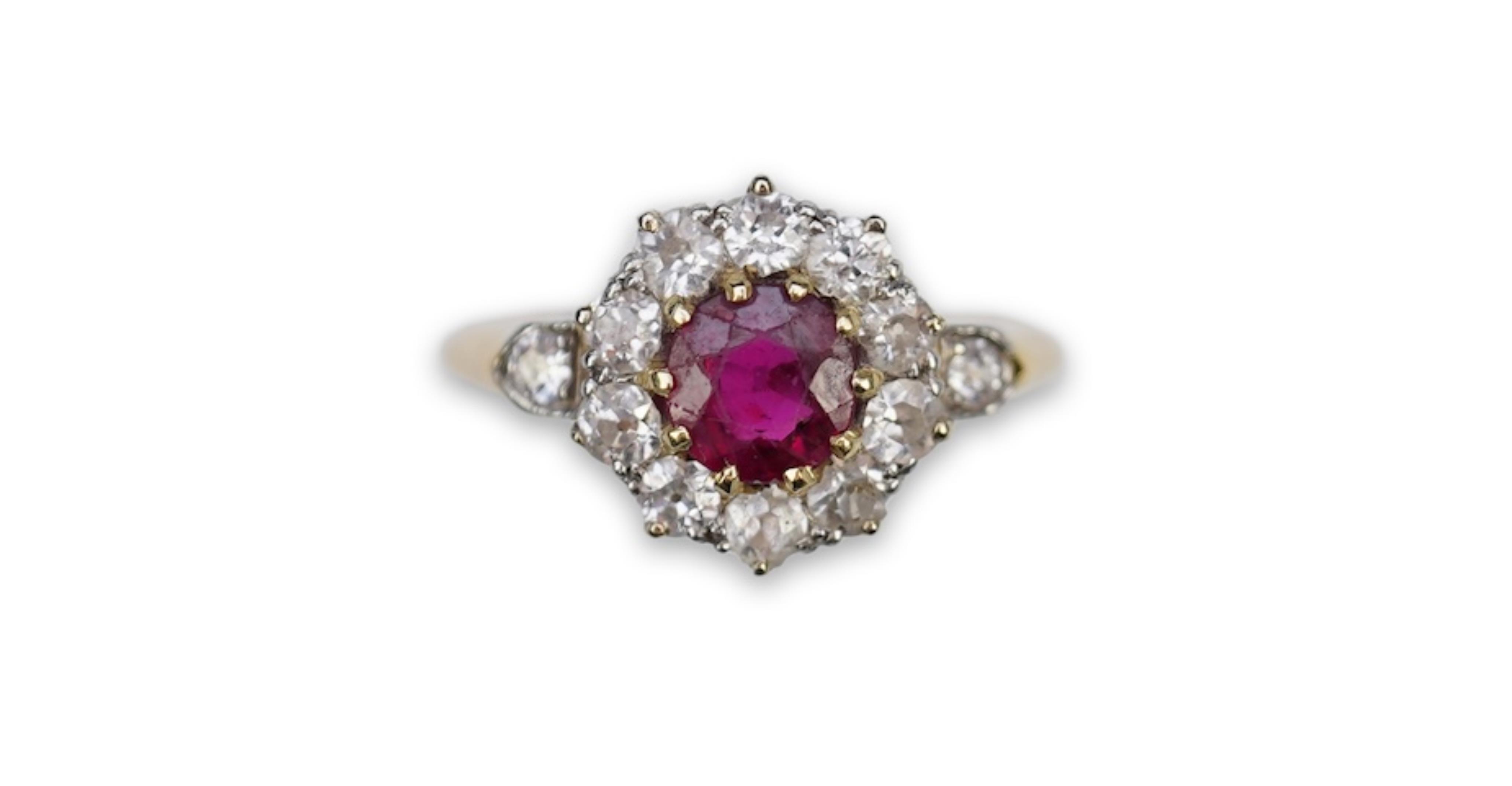 A ruby and diamond ring, circa 1900